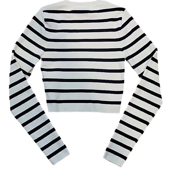 🖤 ZARA Knit Cropped Pullover – White & Black Stripes – Women’s Small – EUC 🤍 - Picture 3 of 7
